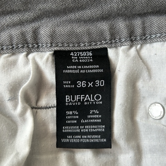BUFFALO DAVID BITTON Men’s Jeans, MADE IN CAMBODIA, Grey, 36x30 - Picture 8 of 9